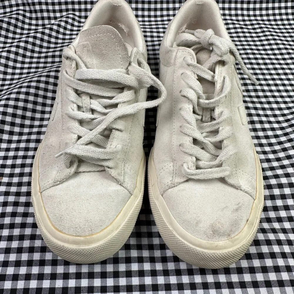 Veja Campo Suede Cream White Lightweight Lace Up Casual Trainer Natural Womens 8